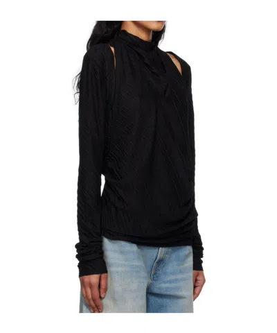 Open Yy Pleated Convertible Crop Top In Black