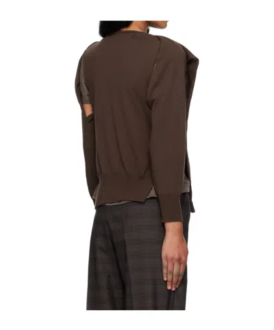 Open Yy Sleeve Layered Cardigan In Brown
