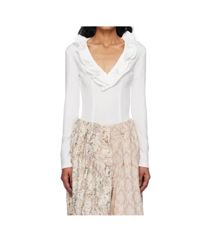 Open Yy Ruffled Bodysuit In White
