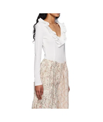 Open Yy Ruffled Bodysuit In White