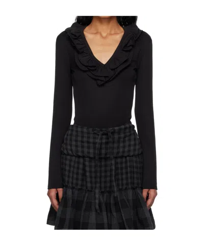 Open Yy Ruffled Bodysuit In Black