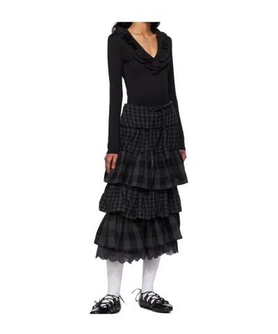 Open Yy Ruffled Bodysuit In Black