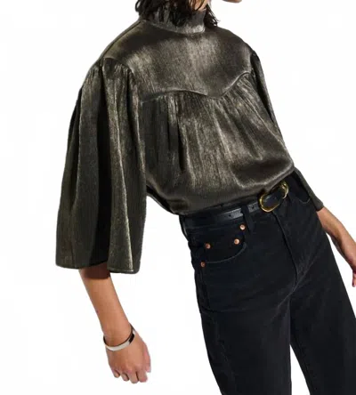 Nation Ltd Marci Mock Neck Top In Graphite Foil In Multi