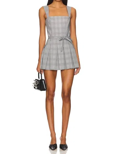 Amanda Uprichard Mercy Belted Skort Romper In Business Plaid In Gray