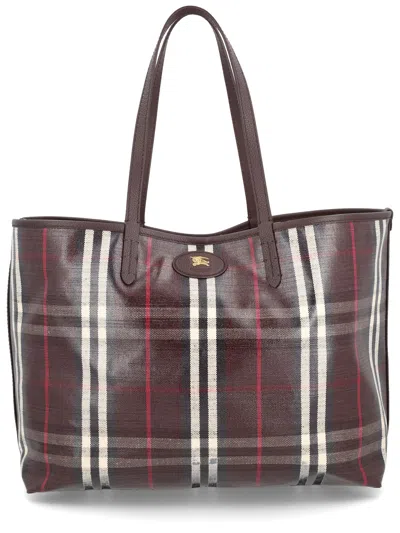 Burberry Womens Mahogany Medium Highlands Cotton-blend Tote Bag In Multi