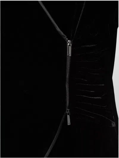 Emporio Armani Asymmetric Velvet Long Sleeve Blazer In Black