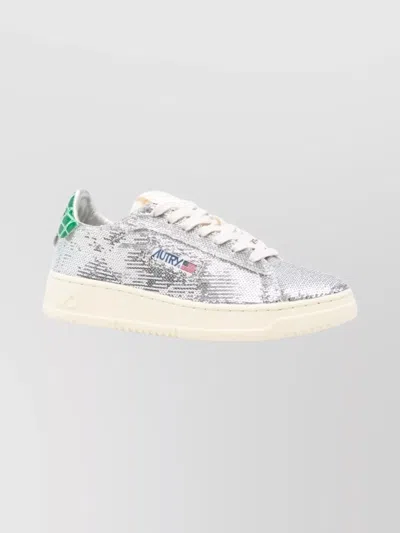 Autry Dallas Low Sneakers Featuring Crystals In Silver