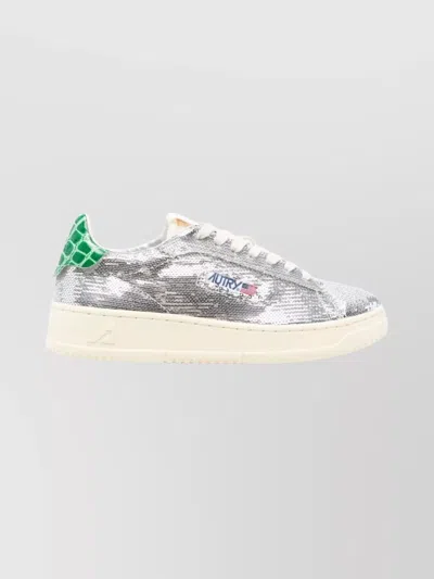 Autry Dallas Low Sneakers Featuring Crystals In Silver