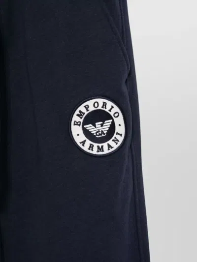 Emporio Armani Relaxed Trousers With Cuffed Hem And Pockets In Blue