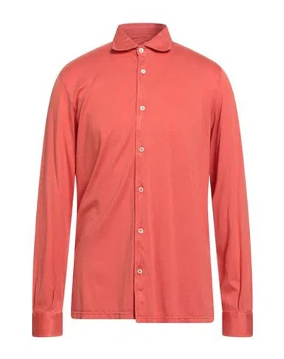 Fedeli Man Shirt Orange Size 44 Organic Cotton In Red