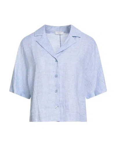 Peserico Woman Shirt Light Blue Size 12 Linen In Blue