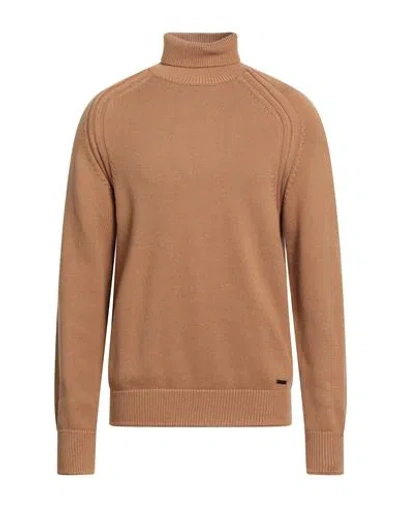 Victor Cool Man Turtleneck Camel Size Xl Cotton, Polyester, Acrylic, Polyamide, Wool In Brown