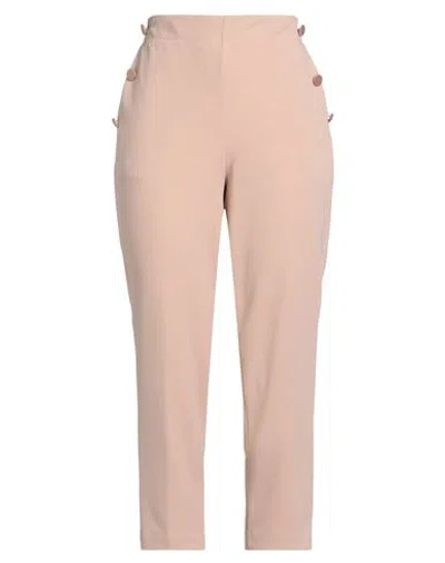 Vicolo Woman Pants Beige Size L Polyester, Elastane In Pink