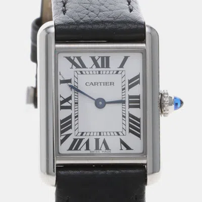 Pre-owned Cartier Tank Must Wsta0042 Quartz Stainless Steel Women's Wristwatch 22 Mm In Silver