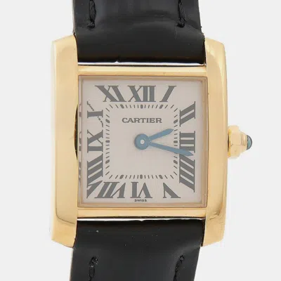 Pre-owned Cartier Tank Francaise W5000256 Quartz Yellow Gold Women's Wristwatch 17.5 Mm In Silver