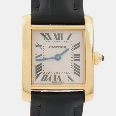 Pre-owned Cartier Tank Francaise W5000256 Quartz Yellow Gold Women's Wristwatch 18.5 Mm In Silver