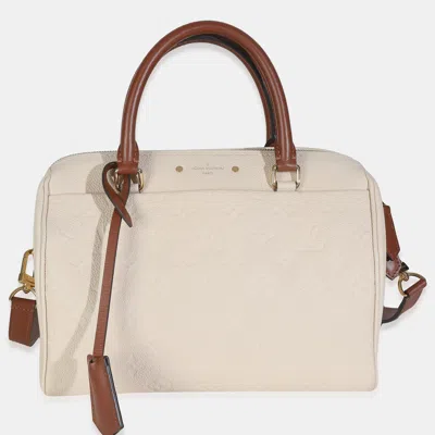 Pre-owned Louis Vuitton Cream Empreinte Caramel Calfskin Speedy Bandouliere 25 Nm In White