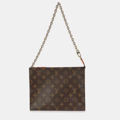 Pre-owned Louis Vuitton Monogram Canvas Toiletry Pouch On Chain In Brown