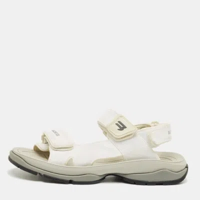 Pre-owned Balenciaga White Fabric Touristic Flat Sandals Size 41