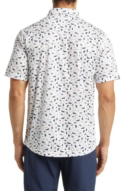 Swannies Jesse Boating Print Golf Polo In White