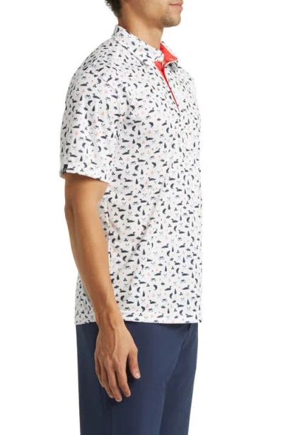 Swannies Jesse Boating Print Golf Polo In White