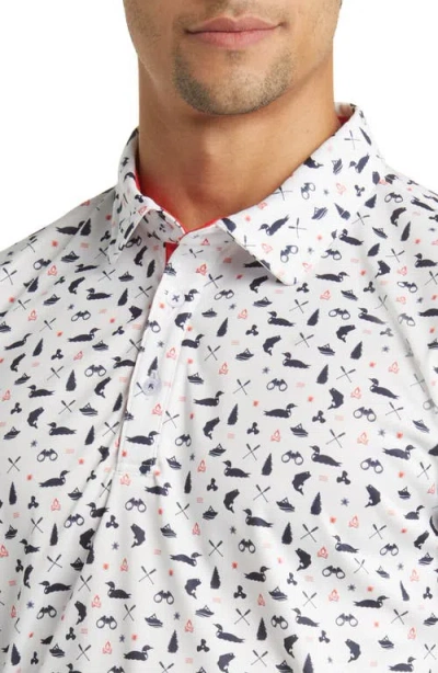 Swannies Jesse Boating Print Golf Polo In White