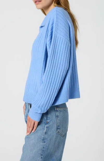 French Connection Vhari Johnny Collar Sweater In Dusted Blue In Blue
