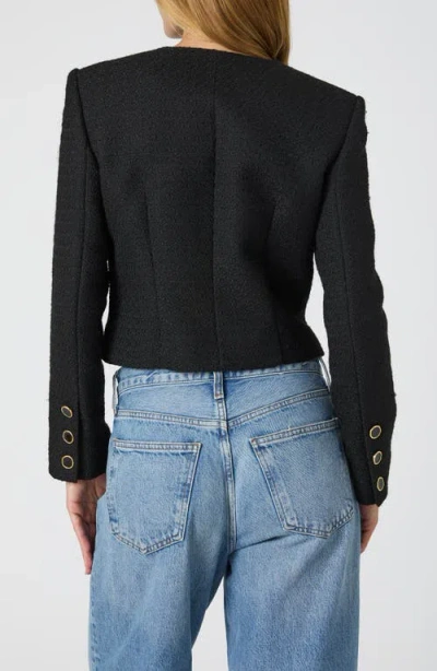 French Connection Mismatched Button Tweed Jacket In Black