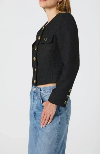 French Connection Mismatched Button Tweed Jacket In Black