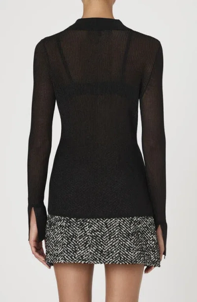 French Connection Metallic Collared Cardigan In Black