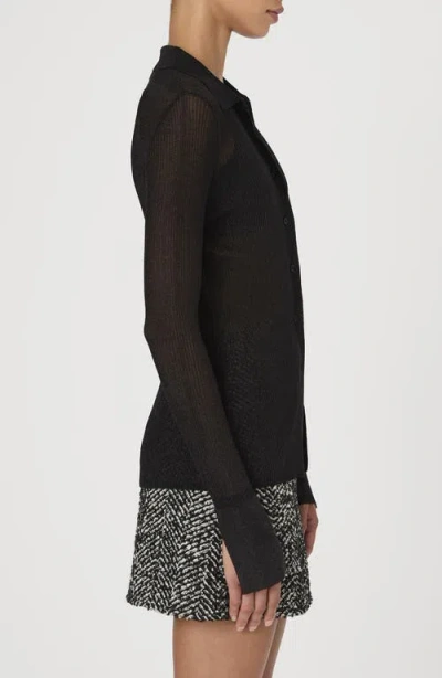 French Connection Metallic Collared Cardigan In Black