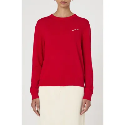 French Connection Logo Script Sweater In Red