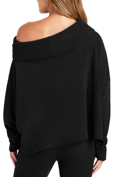 Splendid Womens Drapey Waffle Pullover Top In Black