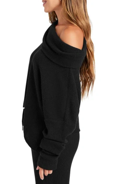 Splendid Womens Drapey Waffle Pullover Top In Black