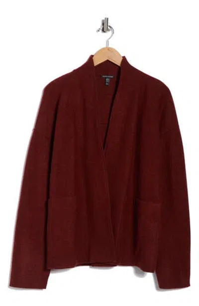 Eileen Fisher High Collar Wool Jacket In Burgundy
