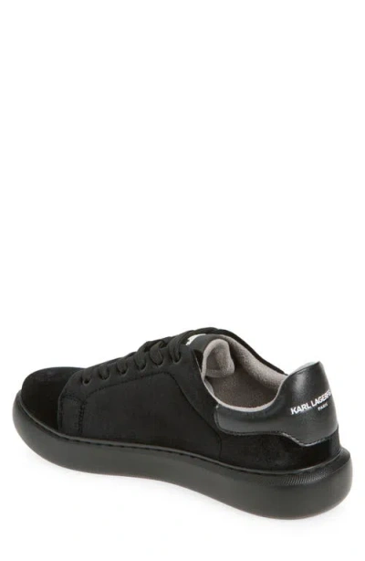 Karl Lagerfeld Paris Embroidered Logo Velvet Sneaker In Black