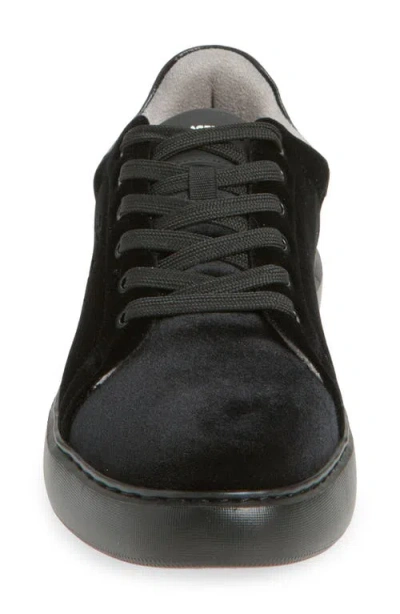 Karl Lagerfeld Paris Embroidered Logo Velvet Sneaker In Black