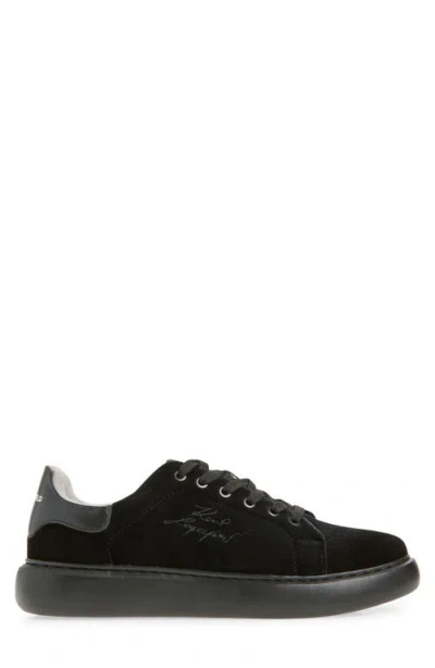 Karl Lagerfeld Paris Embroidered Logo Velvet Sneaker In Black