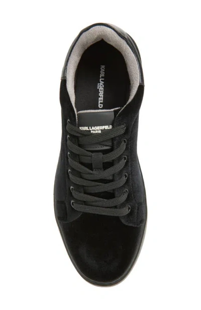 Karl Lagerfeld Paris Embroidered Logo Velvet Sneaker In Black