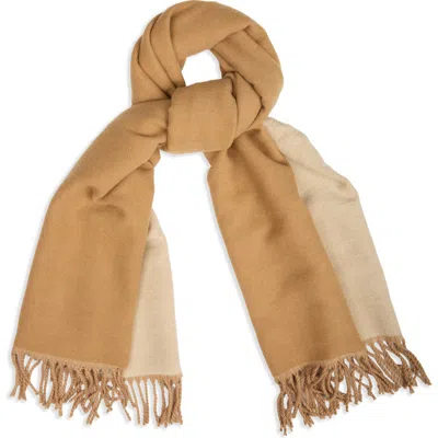 Saachi Two-tone Reversible Fringe Scarf In Brown