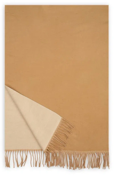 Saachi Two-tone Reversible Fringe Scarf In Brown