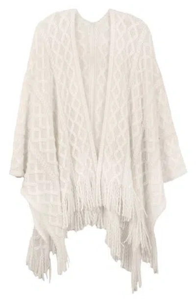 Saachi Cable Stitch Tassel Ruana In Neutral