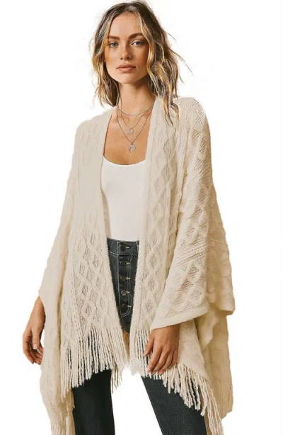 Saachi Cable Stitch Tassel Ruana In Neutral