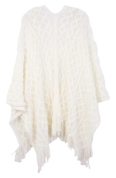 Saachi Cable Stitch Tassel Ruana In Neutral