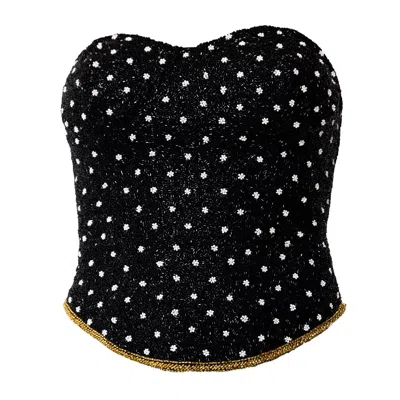 Self-adore Women's Black / Gold Perla Hand-beaded Embellished Corset Top-black In Black