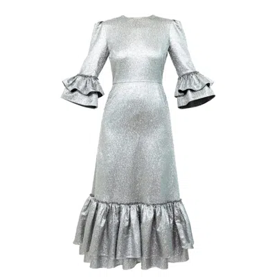 Karolina Ozolinsiute Women's Cher Silver Maxi Party Dress In Gray
