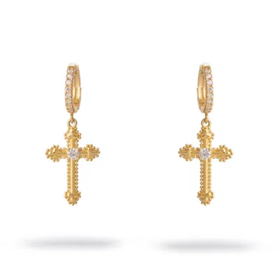 Ebru Jewelry Women's Divine Spark Cross Gold Vermeil Earrings - Gold In Gold