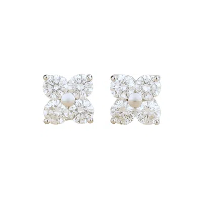 Juvetti Women's Petale White Gold Earrings Set With Diamond In White