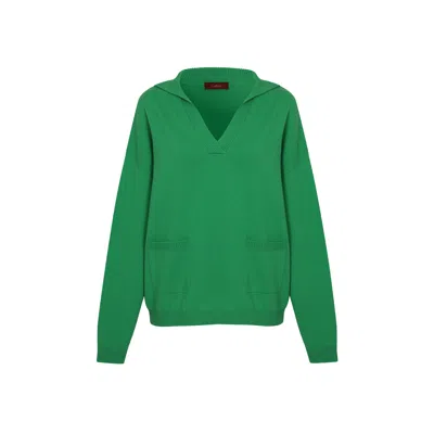 Callaite Women's Pure Cashmere Romana Sailor Pullover - Green In Green