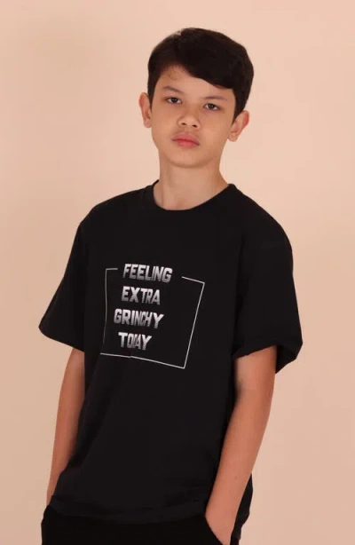 Tiny Tribe Kids' Extra Grinchy Graphic T-shirt In Black